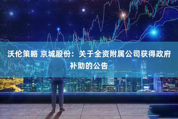 沃伦策略 京城股份：关于全资附属公司获得政府补助的公告